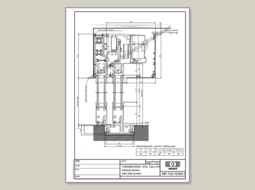 THERMCORD3, STA, Typ U FR, Vertical section with side screen