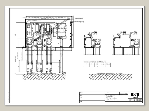 THERMCORD3, TSA-V, vertical section with side screen