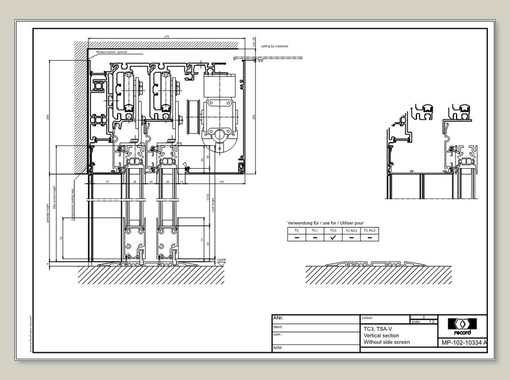 THERMCORD3, TSA-V, vertical section without side screen