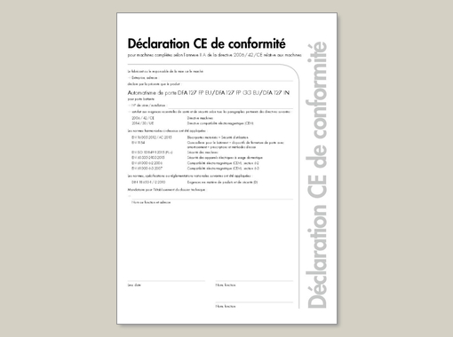 Déclaration de conformité DFA 127