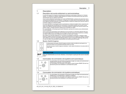 record K 31 V + H + SU / K 41 V + H + SU – Instructions rapides